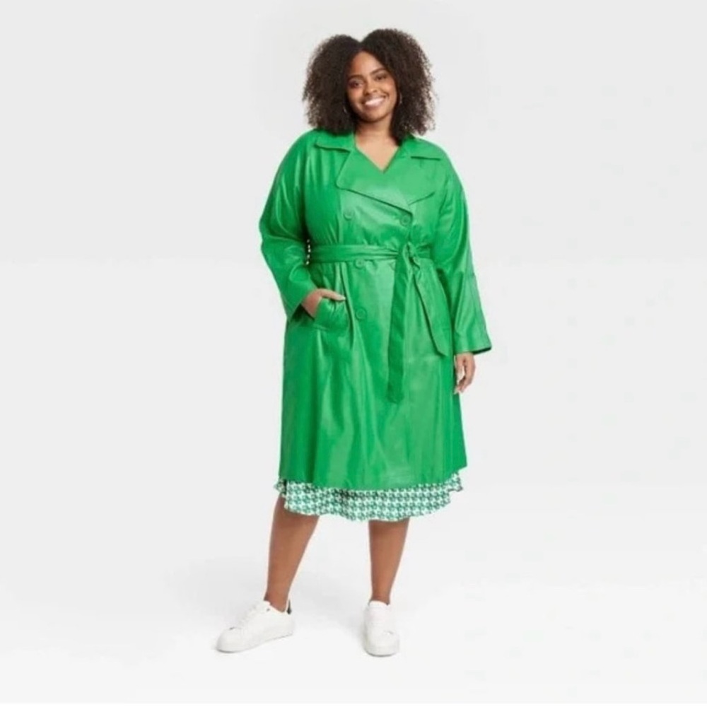 Ava & Viv Bright Green Trench Coat